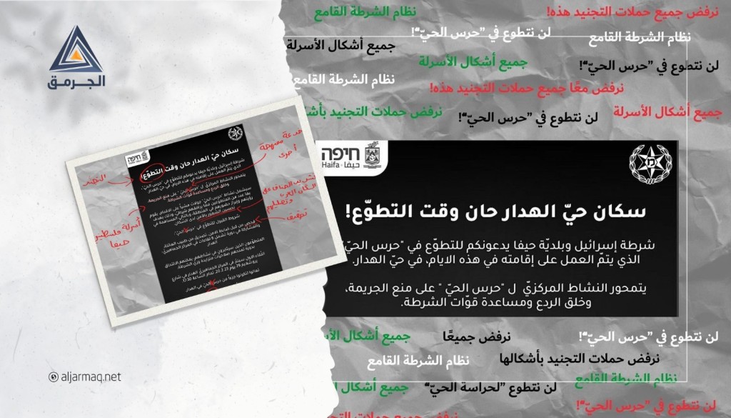 حركة شباب حيفا تدعو لعدم التعاطي مع مبادرة "حراس الحي" في المدينة